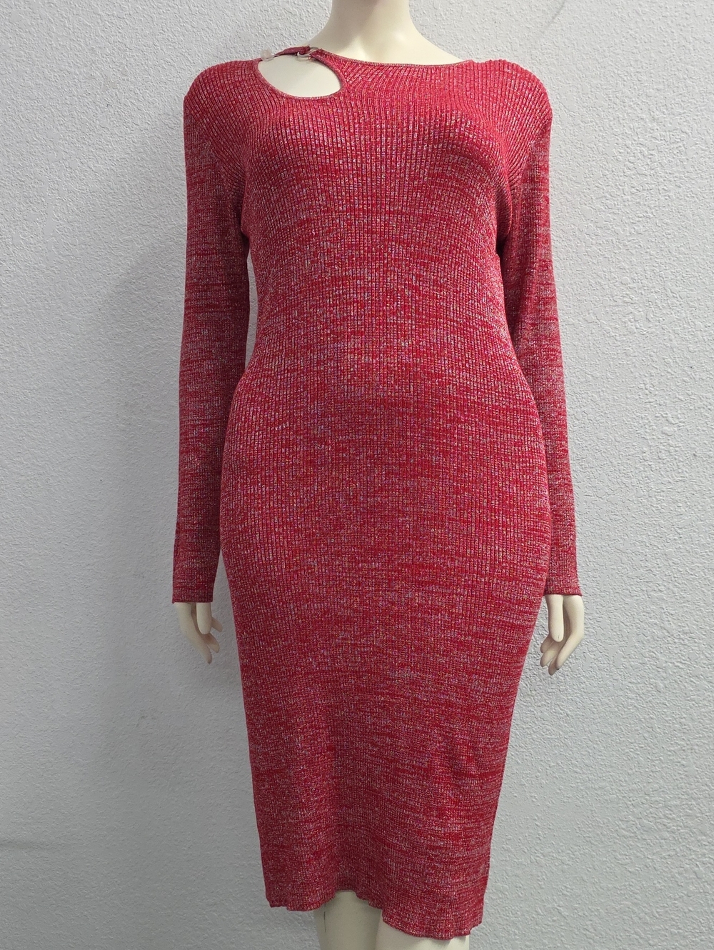 Metallic Rib Knit Cutout Bodycon Dress Size 21 (3X)